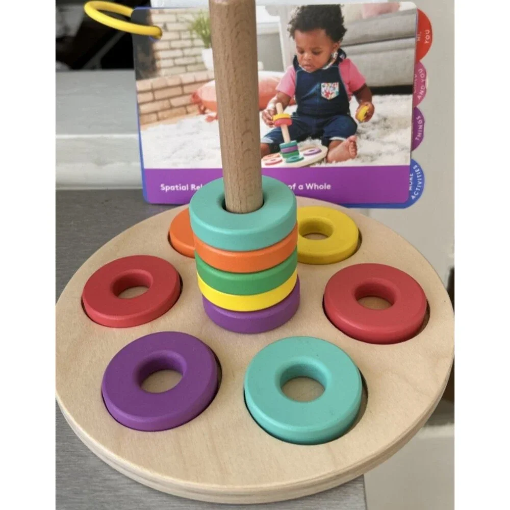 LOVEVERY Wooden Flexible 11 Ring Stacker Babbler Kit 13-15M & Play Guide